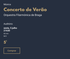 Bilhetes para o concerto de verão na página do Espaço Vita